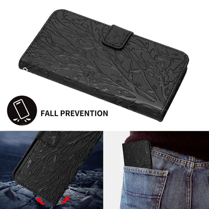 For Google Pixel 8 Leather Case Tree Bird Imprint Flip Stand Wallet Phone Cover