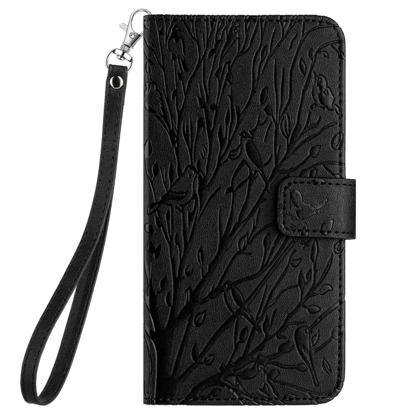 For Google Pixel 8 Leather Case Tree Bird Imprint Flip Stand Wallet Phone Cover