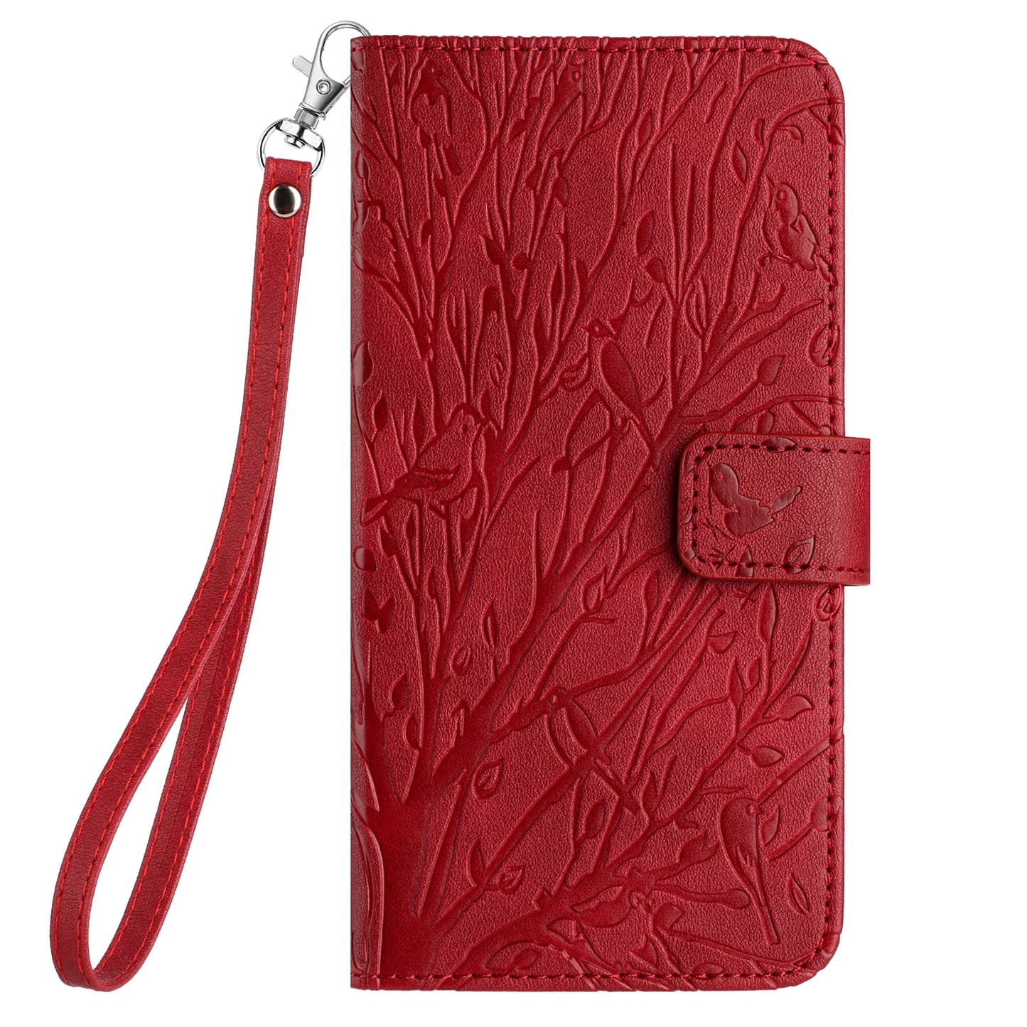 For Google Pixel 8 Leather Case Tree Bird Imprint Flip Stand Wallet Phone Cover