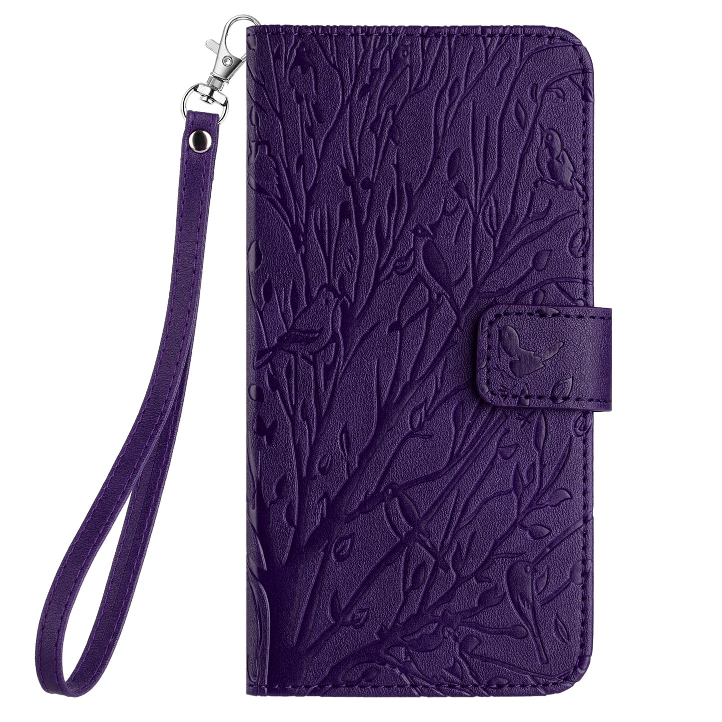 For Google Pixel 8 Leather Case Tree Bird Imprint Flip Stand Wallet Phone Cover