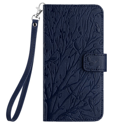 For Google Pixel 8 Leather Case Tree Bird Imprint Flip Stand Wallet Phone Cover