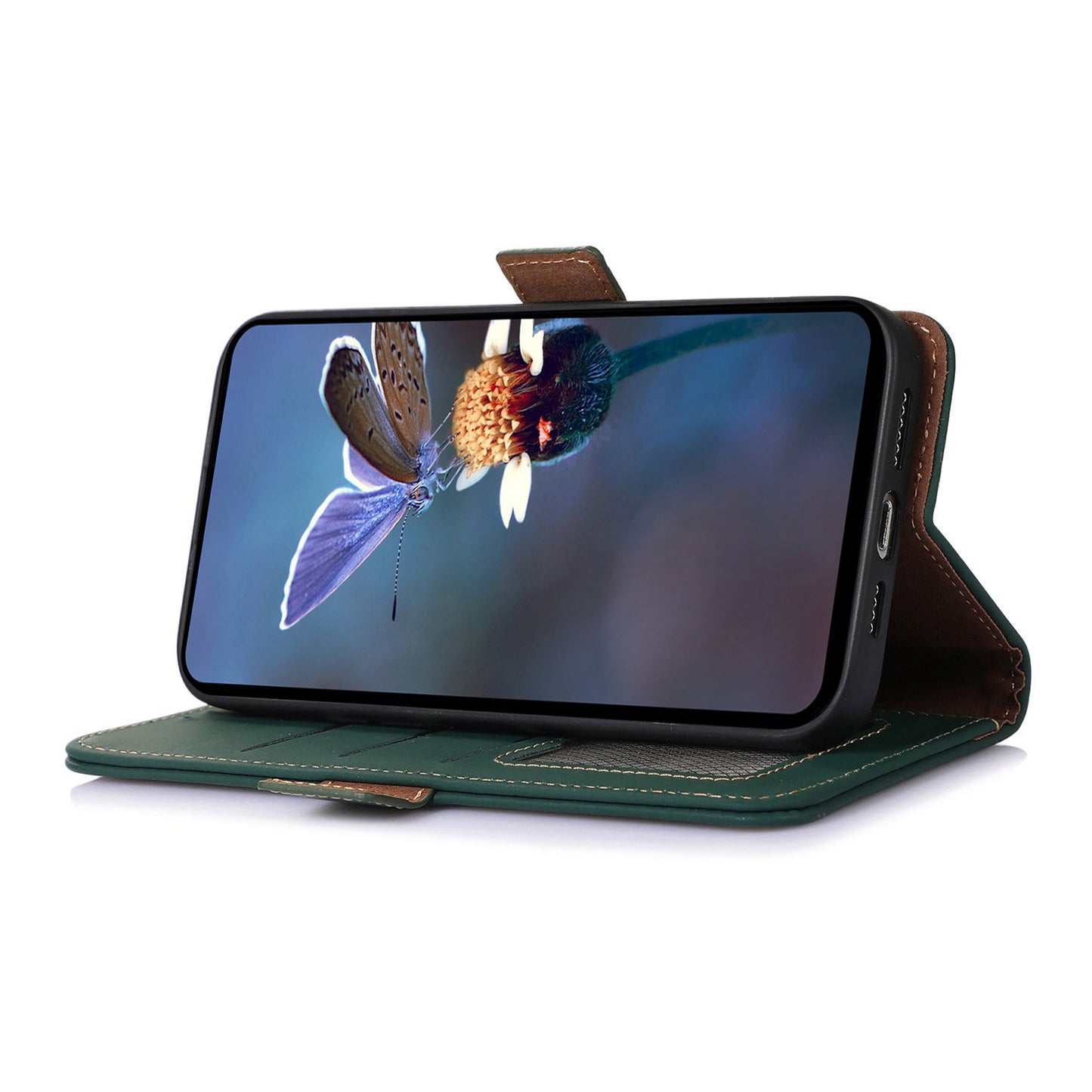 For Samsung Galaxy A05s 4G Case Genuine Cow Leather RFID Blocking Phone Cover