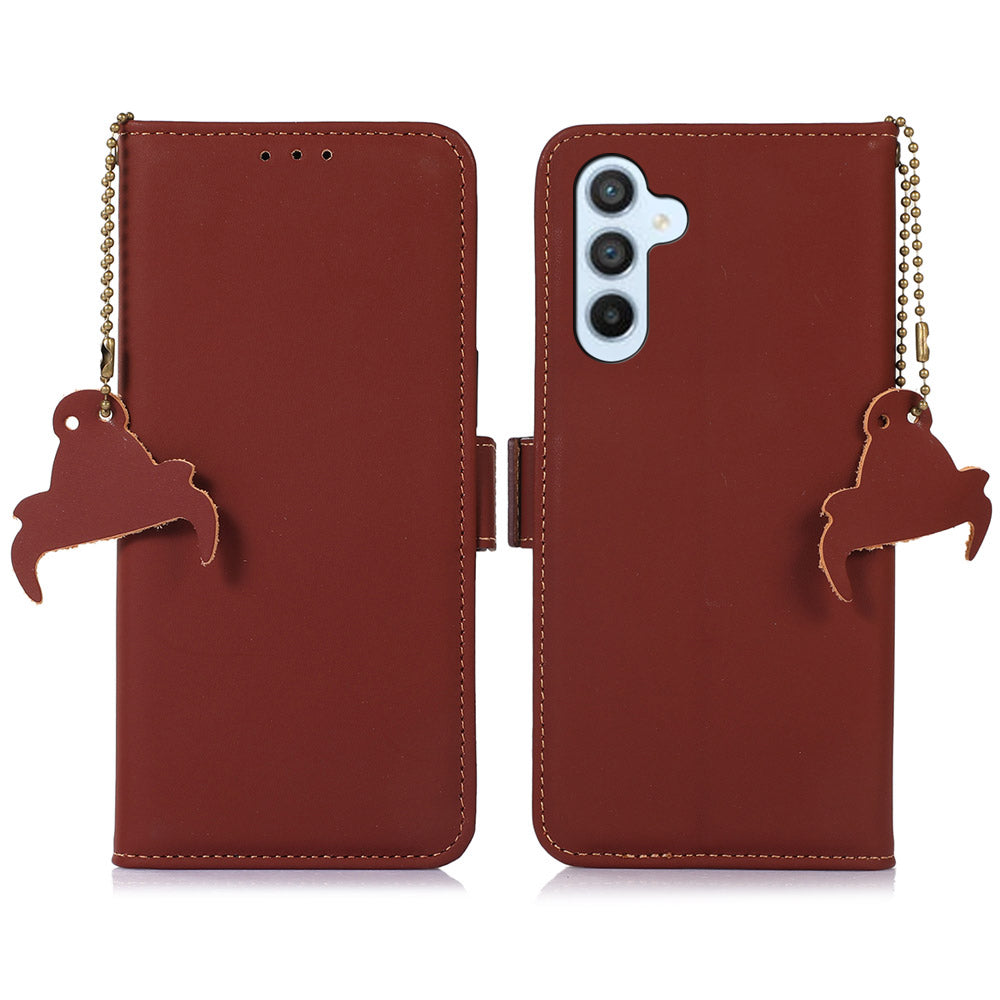 For Samsung Galaxy A05s 4G Case Genuine Cow Leather RFID Blocking Phone Cover