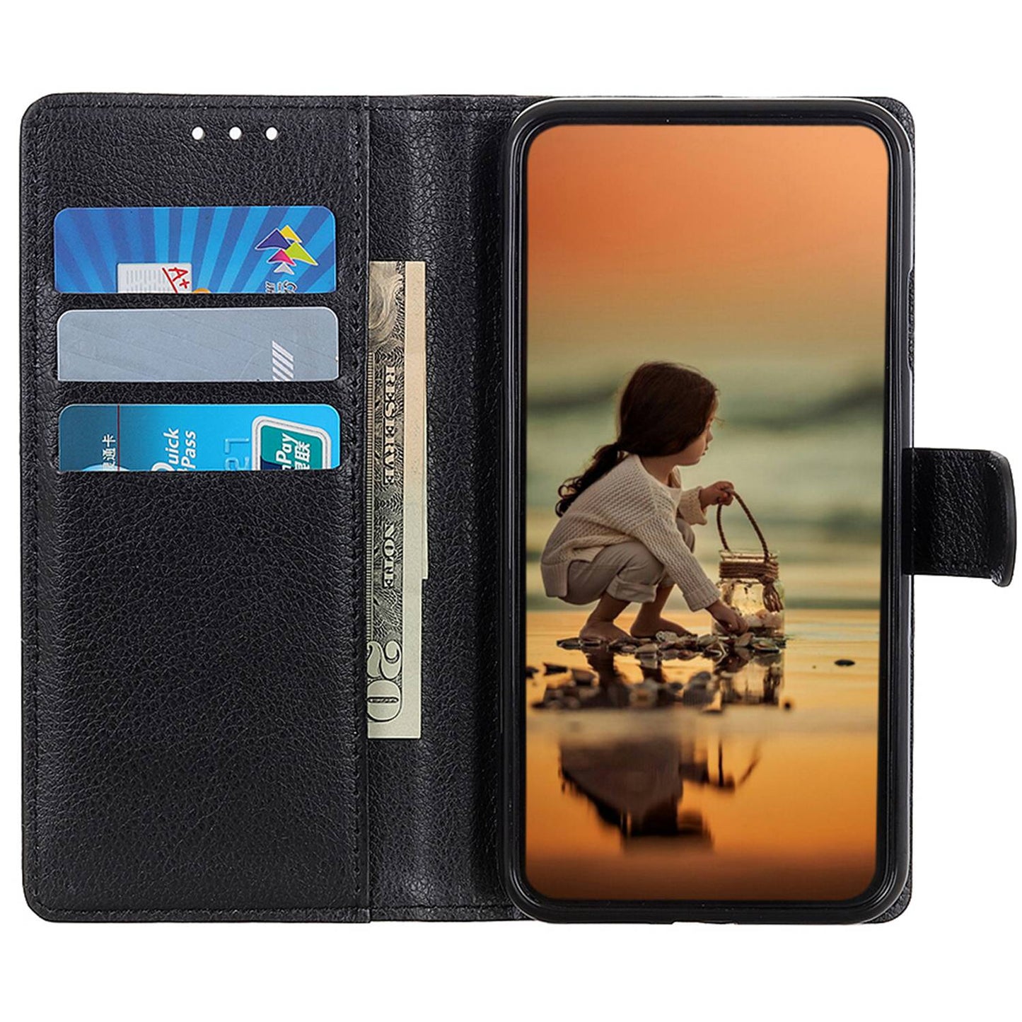 For Samsung Galaxy A05s 4G Case PU Leather Wallet Stand Litchi Texture Phone Cover