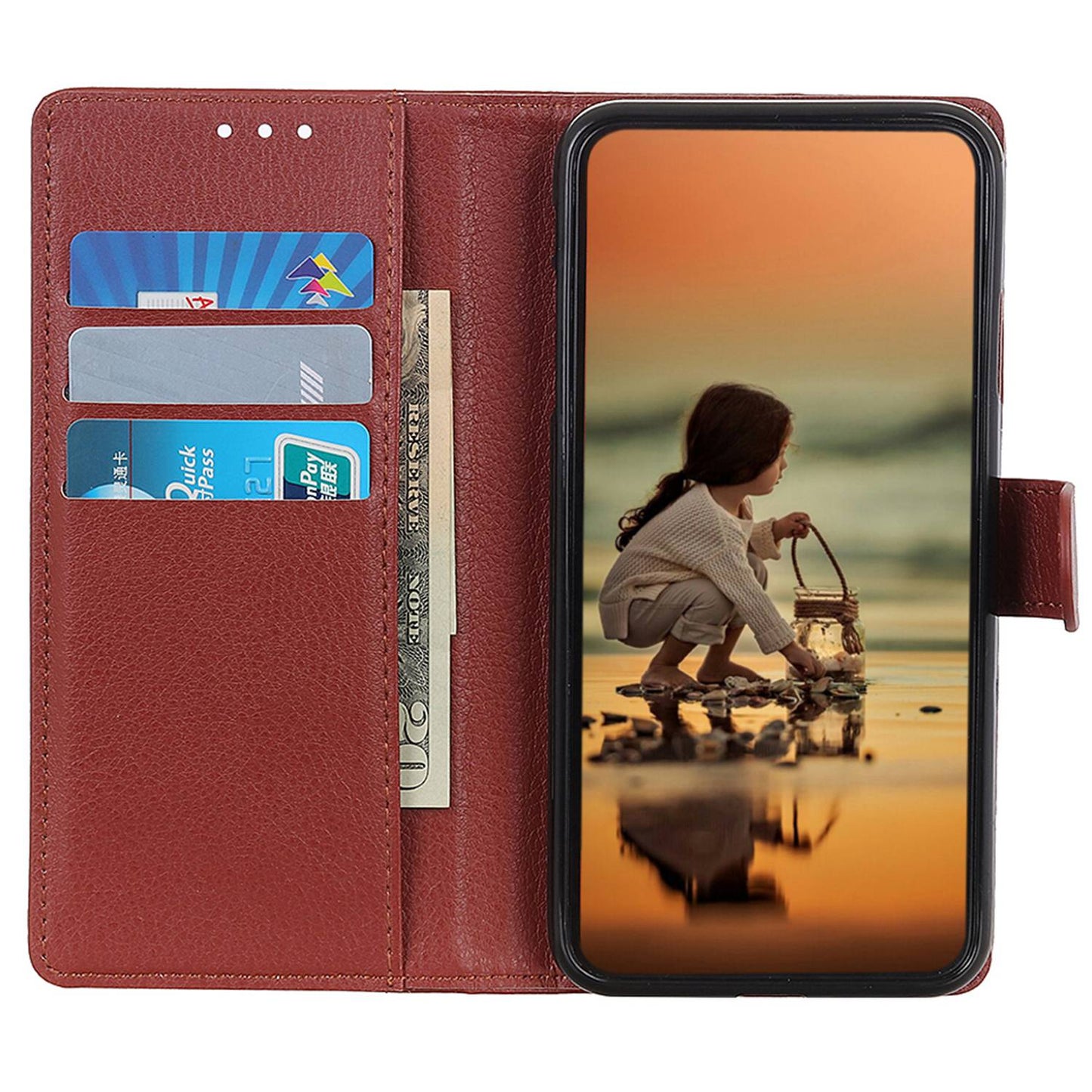 For Samsung Galaxy A05s 4G Case PU Leather Wallet Stand Litchi Texture Phone Cover