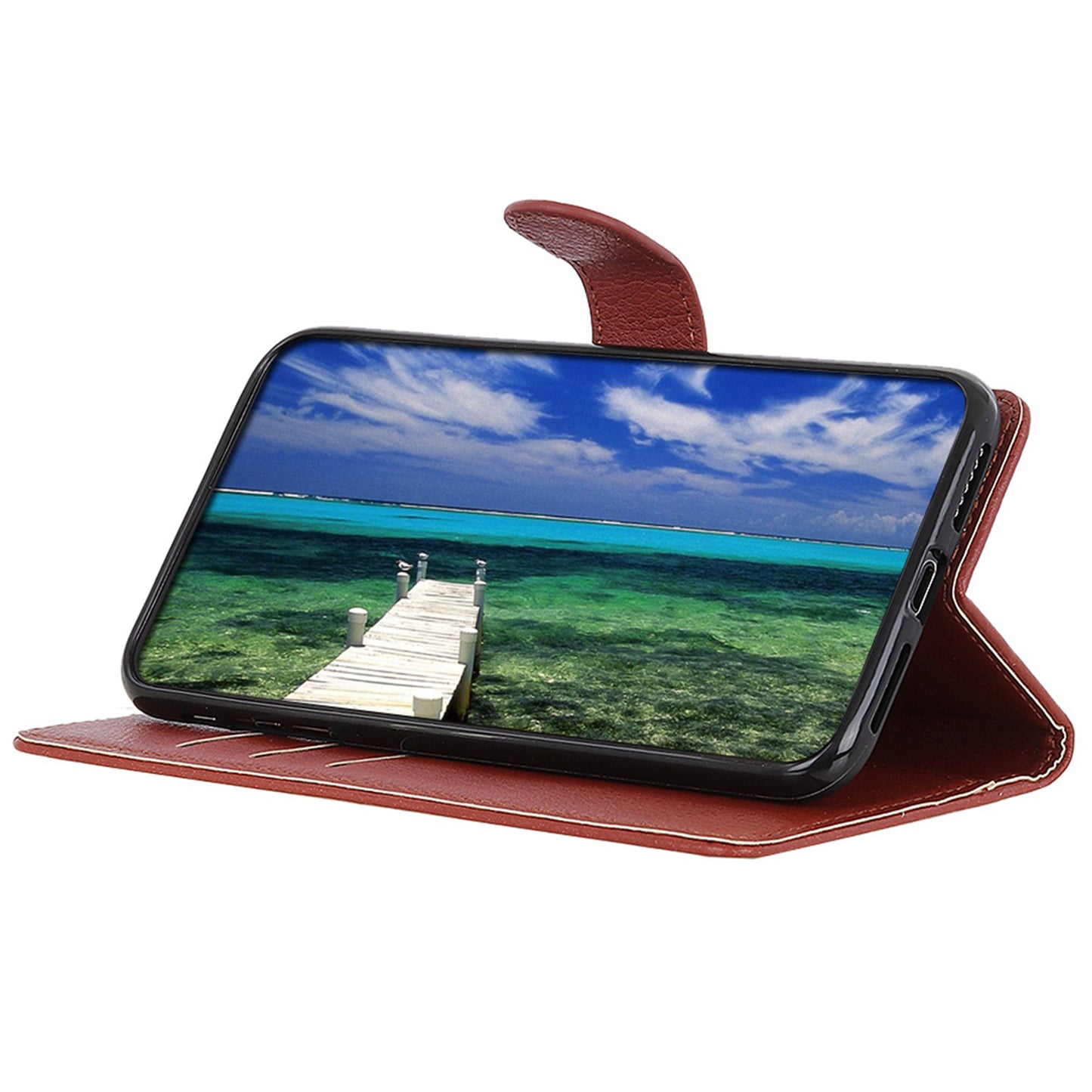 For Samsung Galaxy A05s 4G Case PU Leather Wallet Stand Litchi Texture Phone Cover