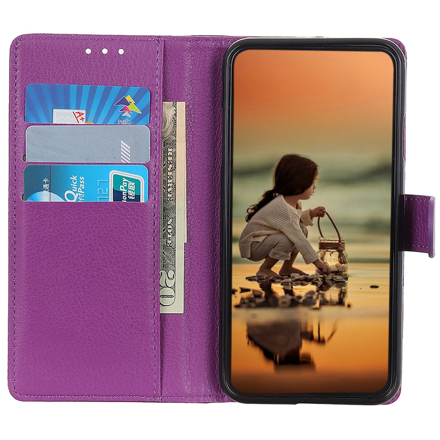 For Samsung Galaxy A05s 4G Case PU Leather Wallet Stand Litchi Texture Phone Cover