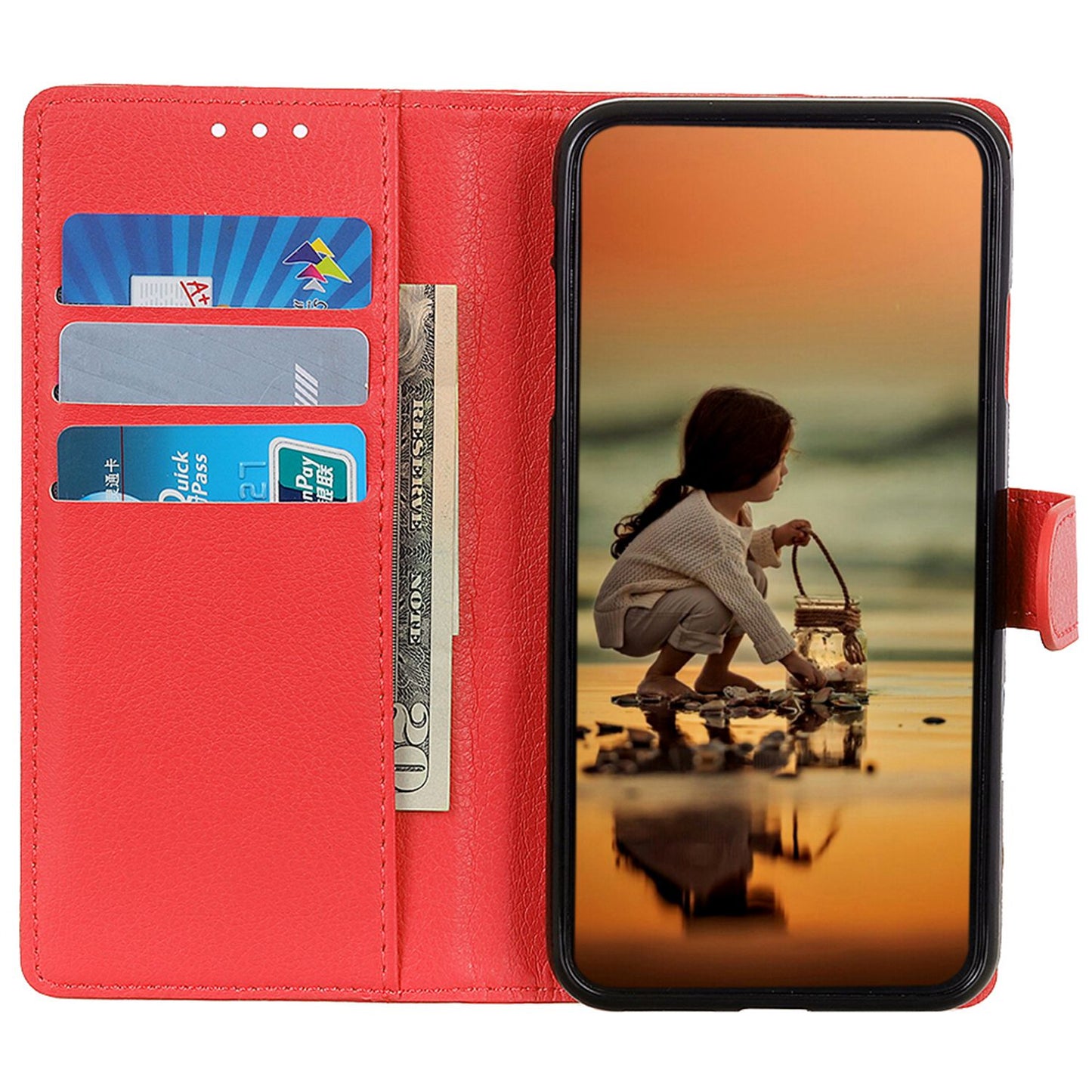 For Samsung Galaxy A05s 4G Case PU Leather Wallet Stand Litchi Texture Phone Cover