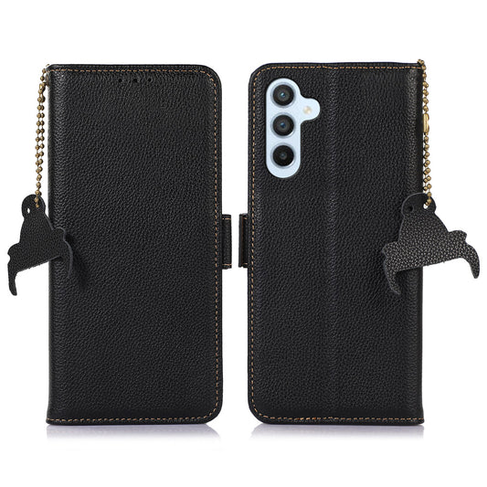 For Samsung Galaxy A05s 4G Case RFID Blocking Phone Wallet Case Genuine Cow Leather Cover