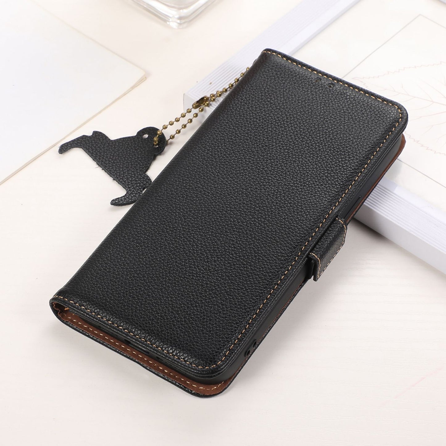 For Samsung Galaxy A05s 4G Case RFID Blocking Phone Wallet Case Genuine Cow Leather Cover