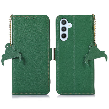 For Samsung Galaxy A05s 4G Case RFID Blocking Phone Wallet Case Genuine Cow Leather Cover