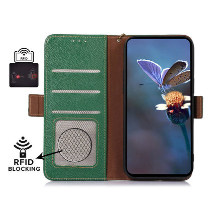 For Samsung Galaxy A05s 4G Case RFID Blocking Phone Wallet Case Genuine Cow Leather Cover