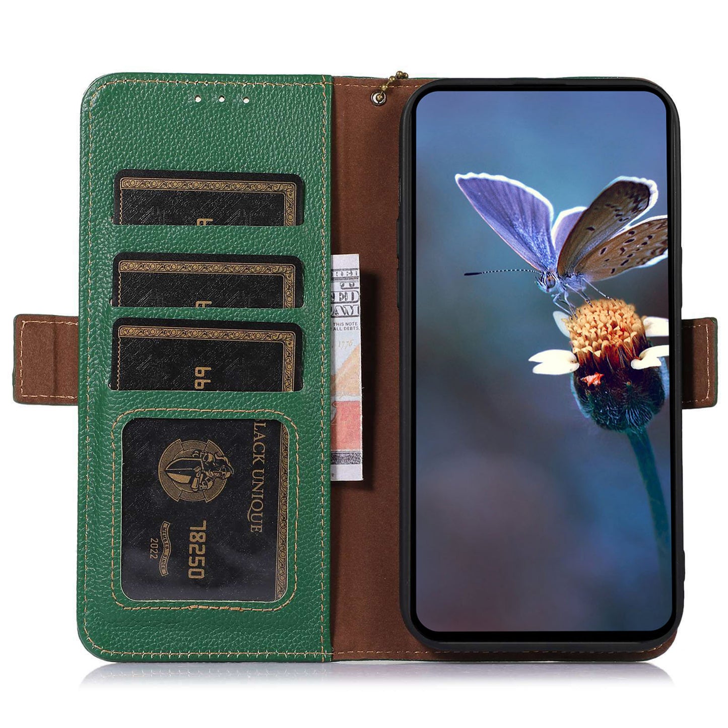 For Samsung Galaxy A05s 4G Case RFID Blocking Phone Wallet Case Genuine Cow Leather Cover