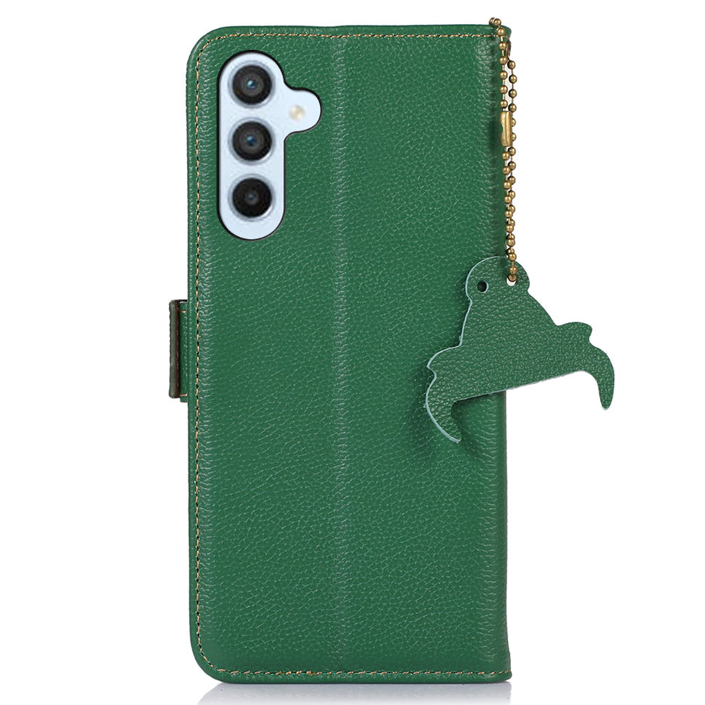 For Samsung Galaxy A05s 4G Case RFID Blocking Phone Wallet Case Genuine Cow Leather Cover