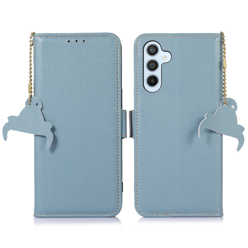 For Samsung Galaxy A05s 4G Case RFID Blocking Phone Wallet Case Genuine Cow Leather Cover