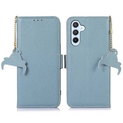 For Samsung Galaxy A05s 4G Case RFID Blocking Phone Wallet Case Genuine Cow Leather Cover