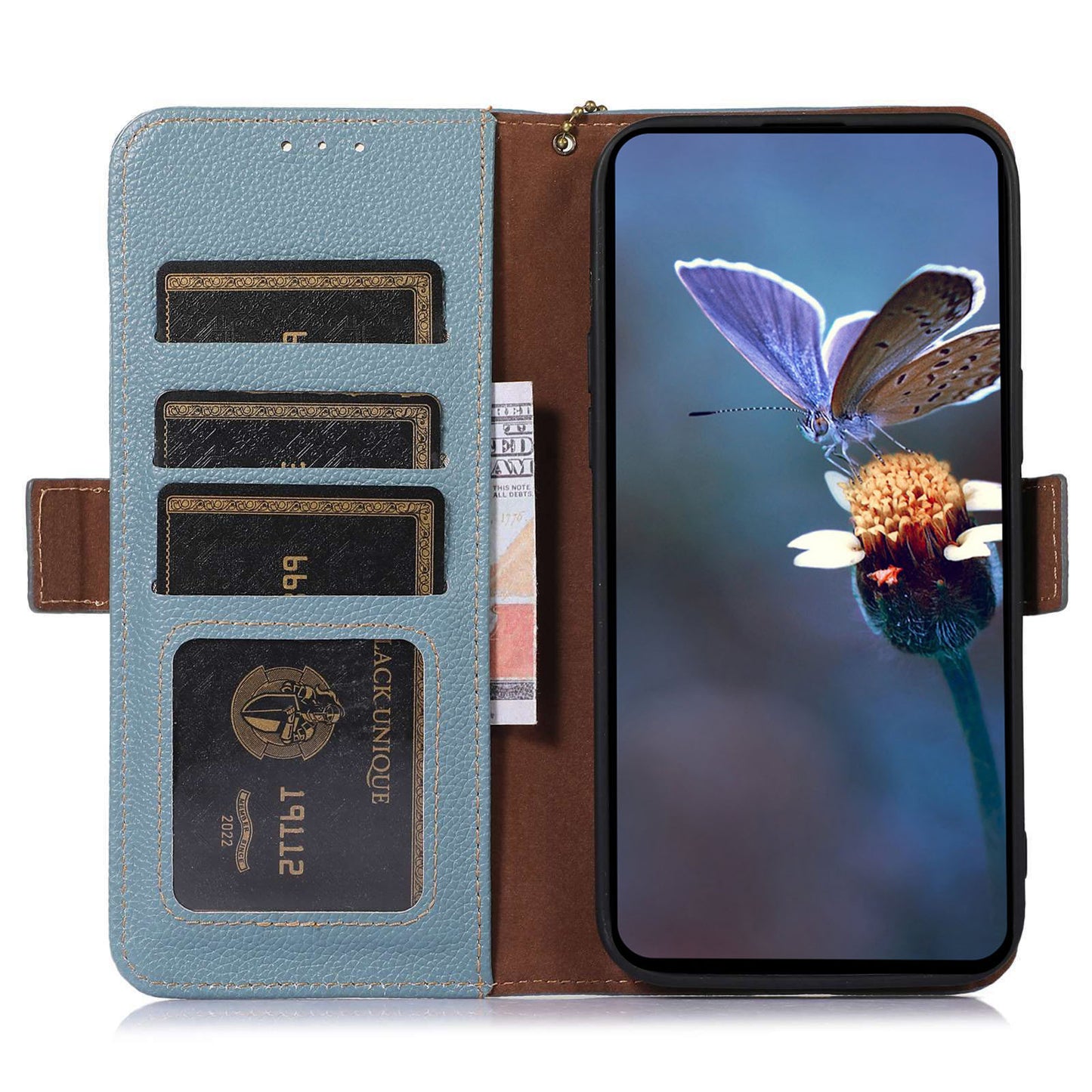 For Samsung Galaxy A05s 4G Case RFID Blocking Phone Wallet Case Genuine Cow Leather Cover