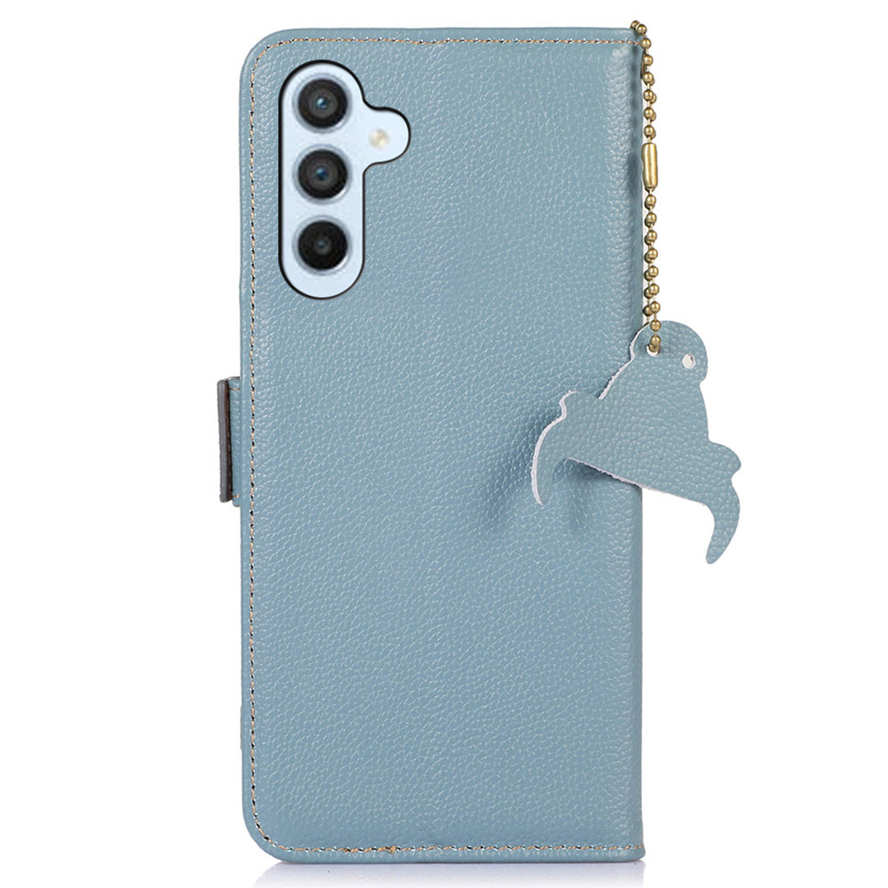 For Samsung Galaxy A05s 4G Case RFID Blocking Phone Wallet Case Genuine Cow Leather Cover