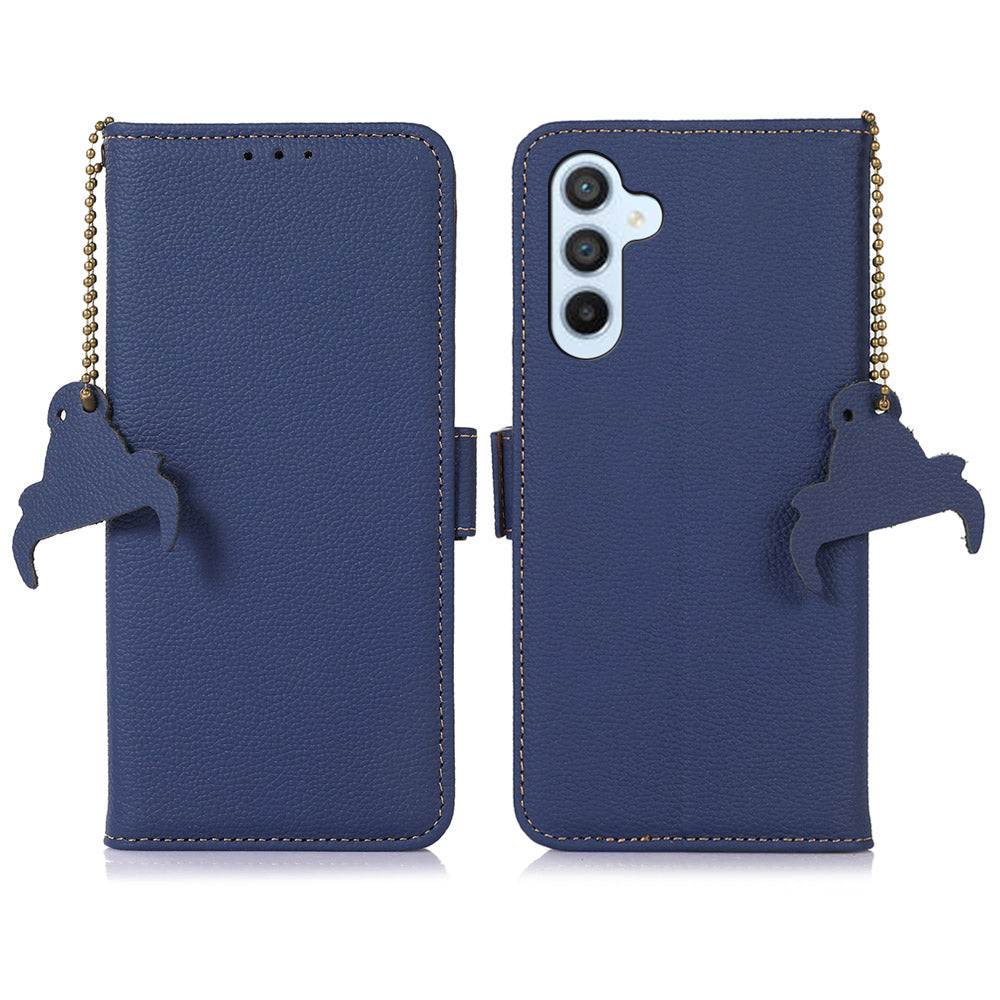 For Samsung Galaxy A05s 4G Case RFID Blocking Phone Wallet Case Genuine Cow Leather Cover
