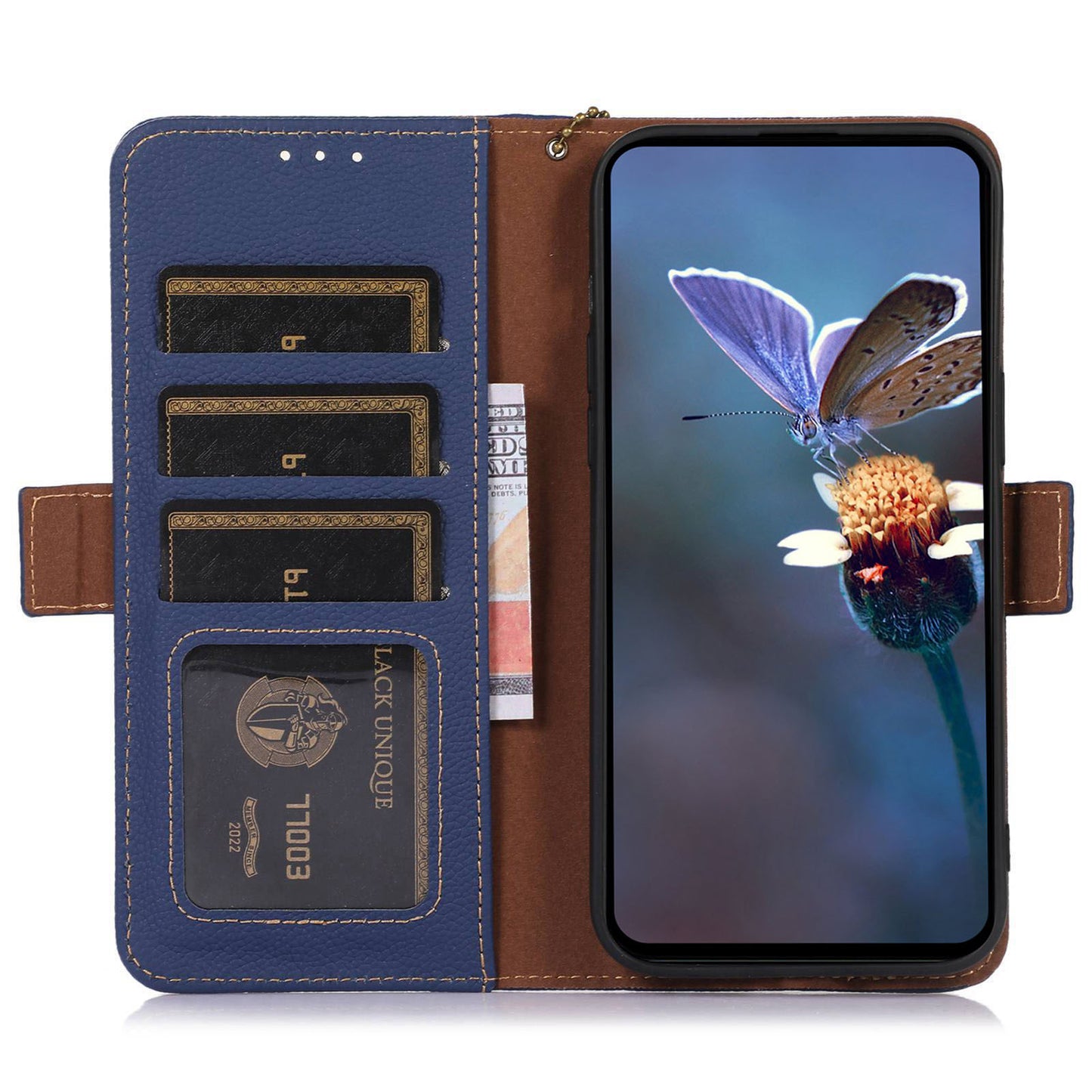 For Samsung Galaxy A05s 4G Case RFID Blocking Phone Wallet Case Genuine Cow Leather Cover