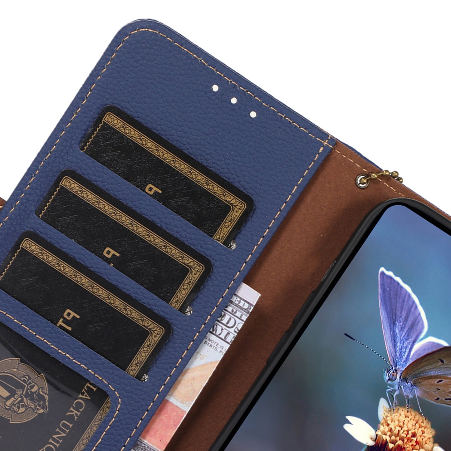For Samsung Galaxy A05s 4G Case RFID Blocking Phone Wallet Case Genuine Cow Leather Cover