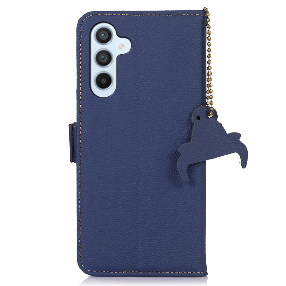 For Samsung Galaxy A05s 4G Case RFID Blocking Phone Wallet Case Genuine Cow Leather Cover