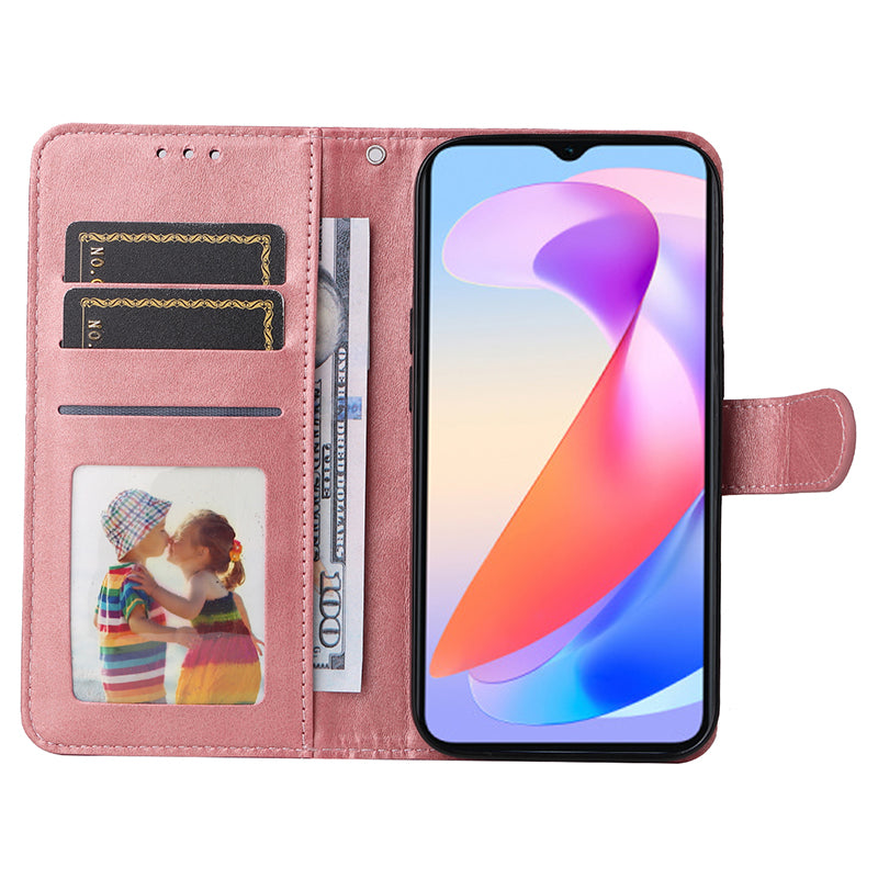 For Honor X6a 4G Case Calf Texture Wallet Stand PU Leather Cell Phone Cover