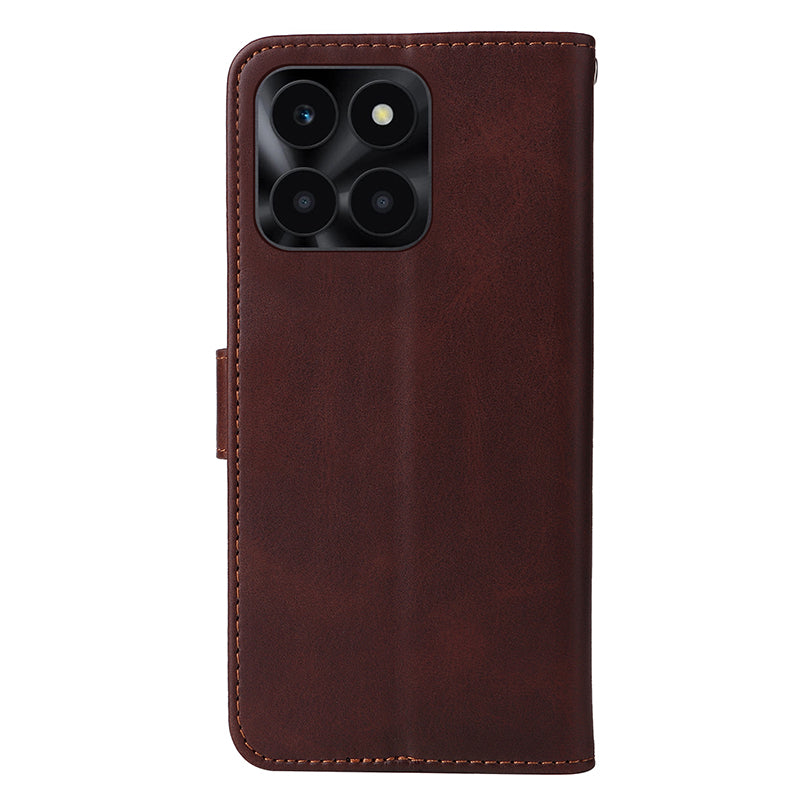 For Honor X6a 4G Case Calf Texture Wallet Stand PU Leather Cell Phone Cover