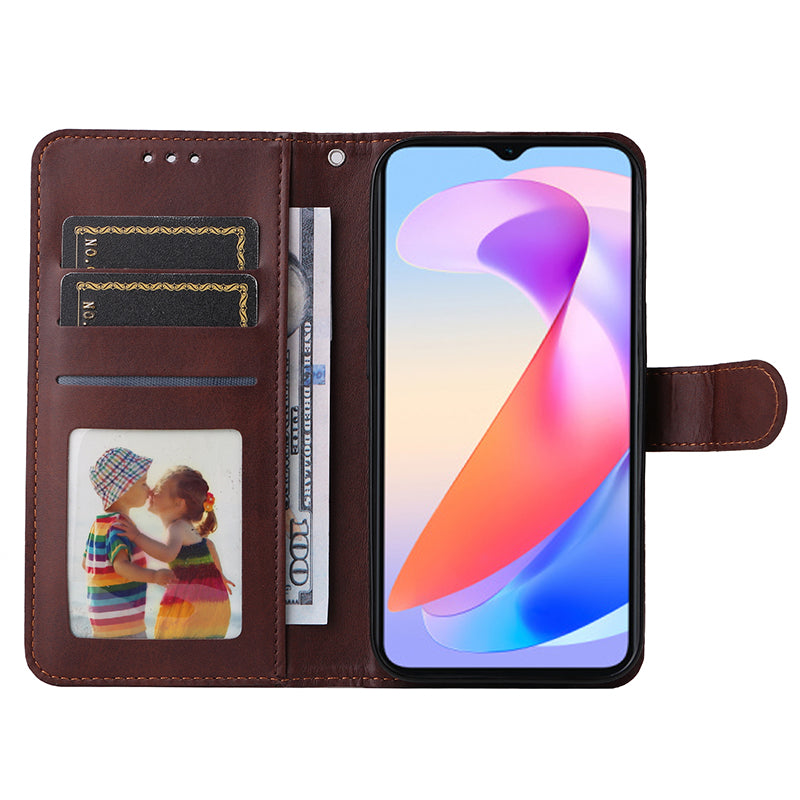 For Honor X6a 4G Case Calf Texture Wallet Stand PU Leather Cell Phone Cover