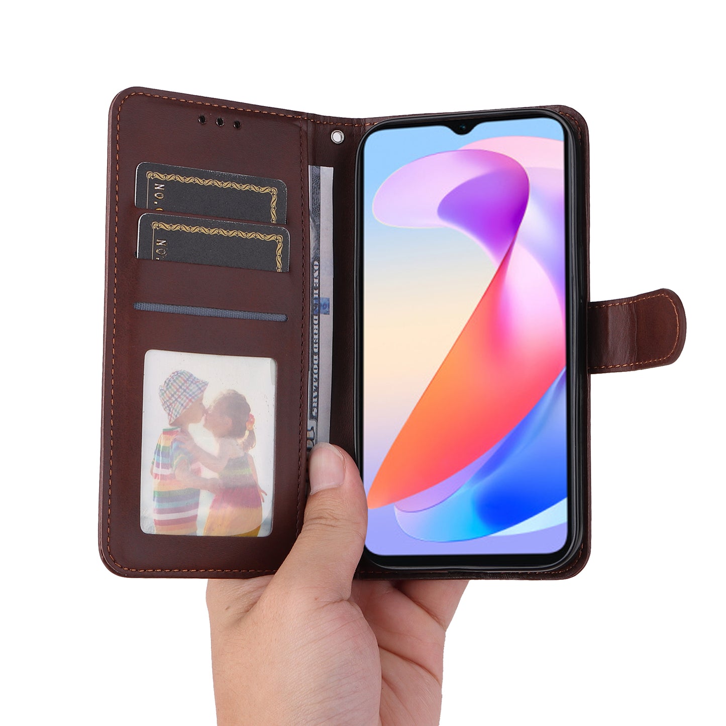 For Honor X6a 4G Case Calf Texture Wallet Stand PU Leather Cell Phone Cover