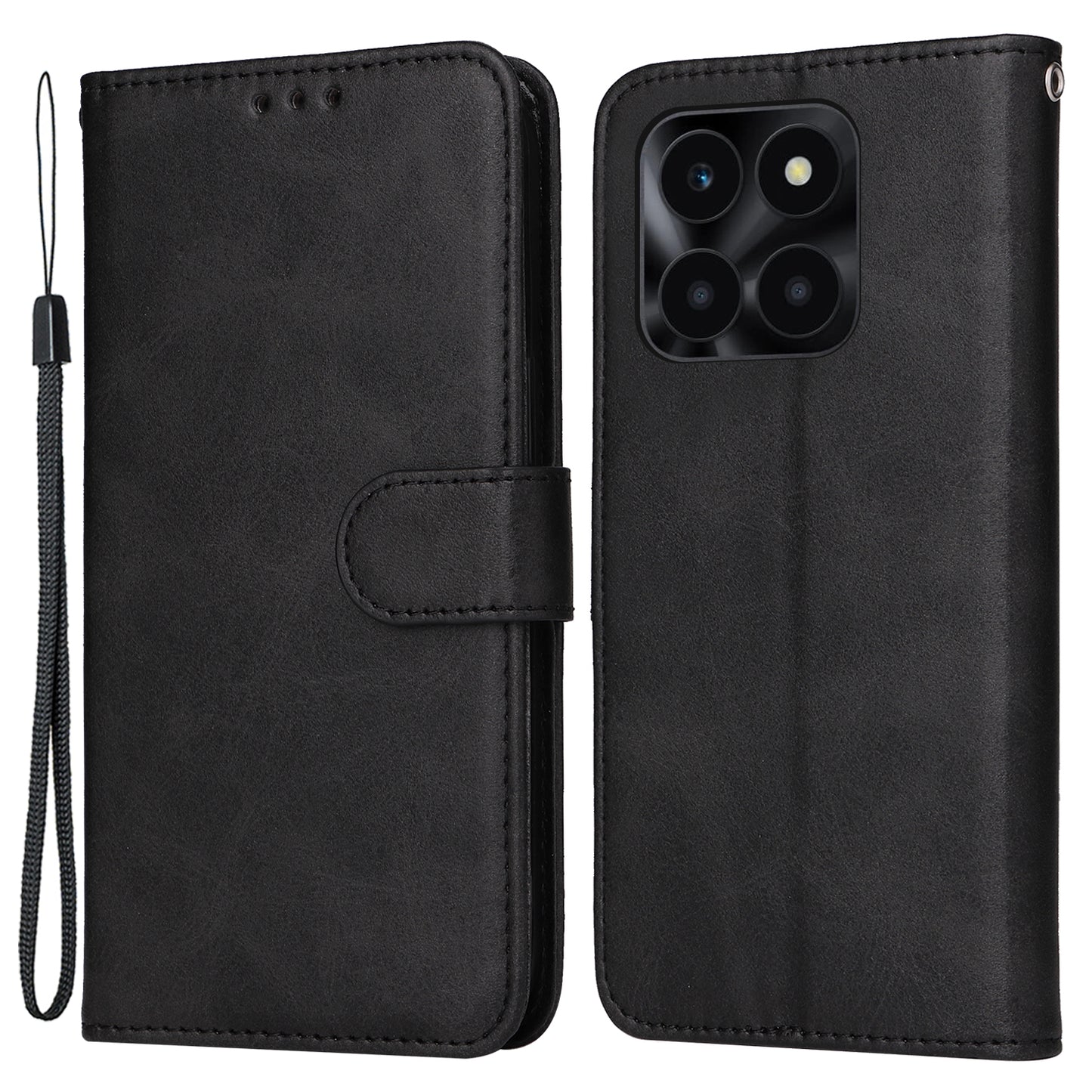 For Honor X6a 4G Case Calf Texture Wallet Stand PU Leather Cell Phone Cover