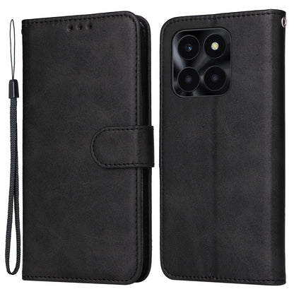 For Honor X6a 4G Case Calf Texture Wallet Stand PU Leather Cell Phone Cover