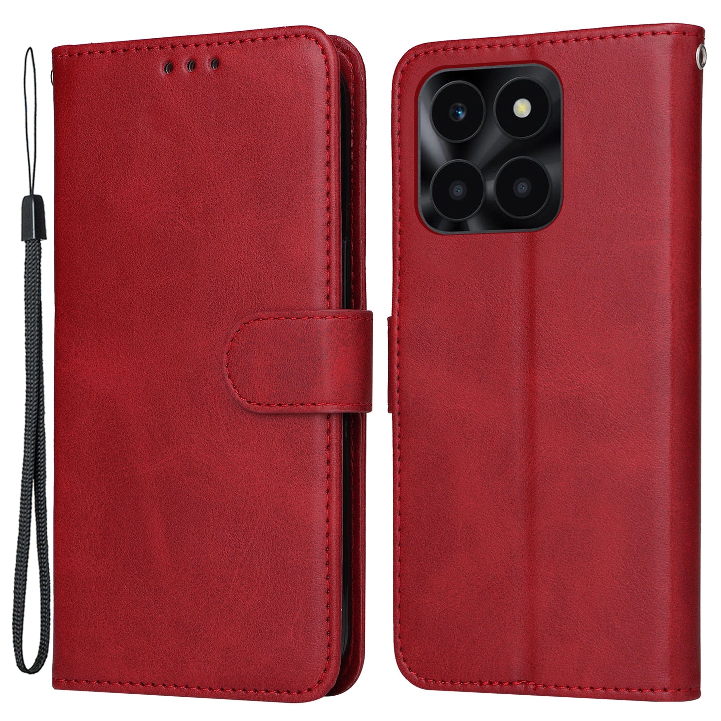 For Honor X6a 4G Case Calf Texture Wallet Stand PU Leather Cell Phone Cover