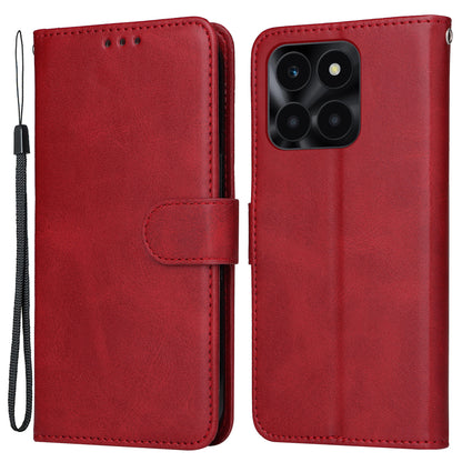 For Honor X6a 4G Case Calf Texture Wallet Stand PU Leather Cell Phone Cover