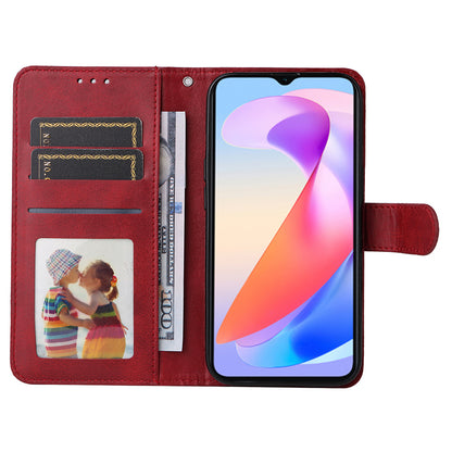 For Honor X6a 4G Case Calf Texture Wallet Stand PU Leather Cell Phone Cover