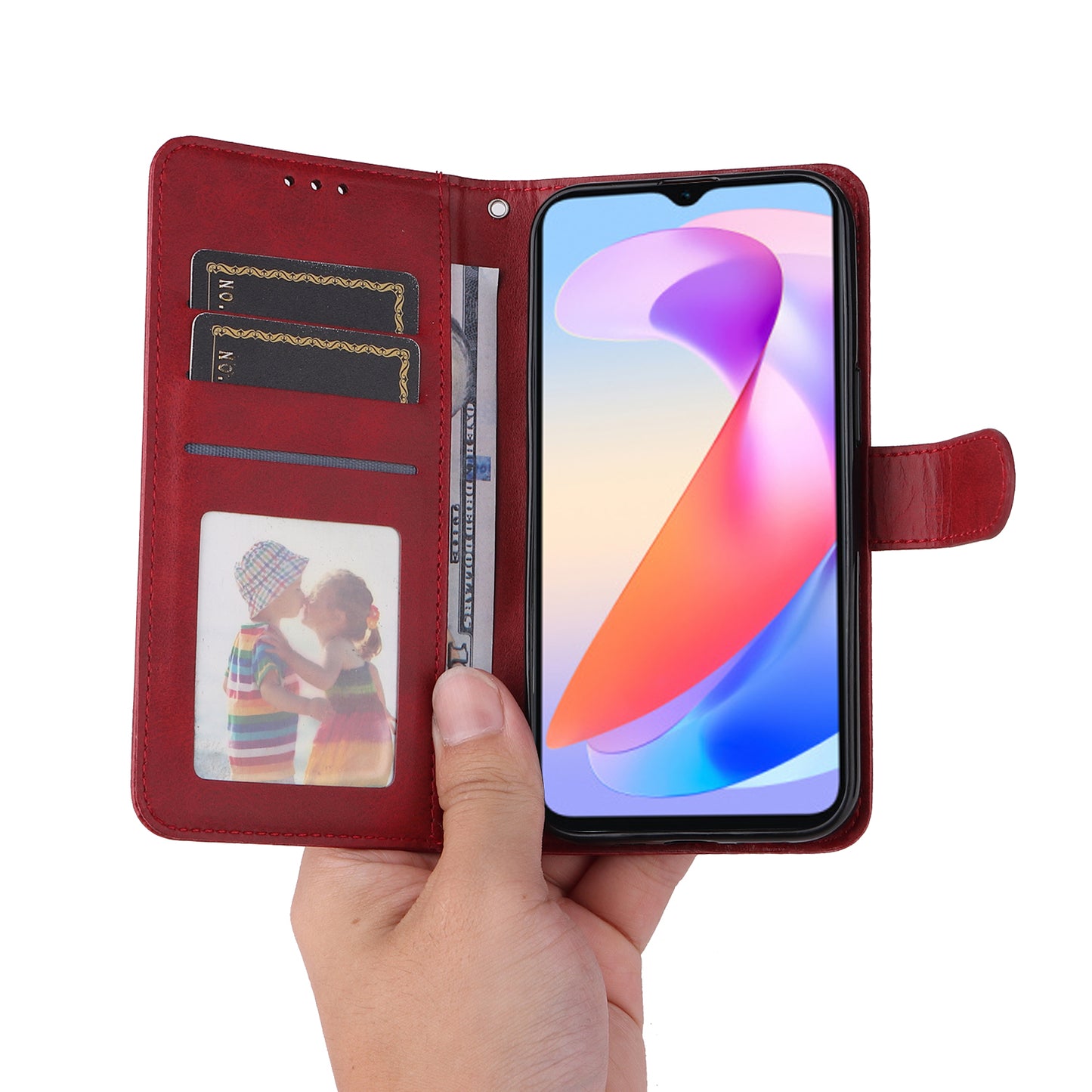 For Honor X6a 4G Case Calf Texture Wallet Stand PU Leather Cell Phone Cover