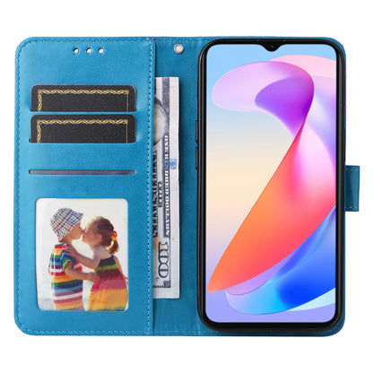 For Honor X6a 4G Case PU Leather Sunflower Imprinted Phone Cover Wallet Stand Shell