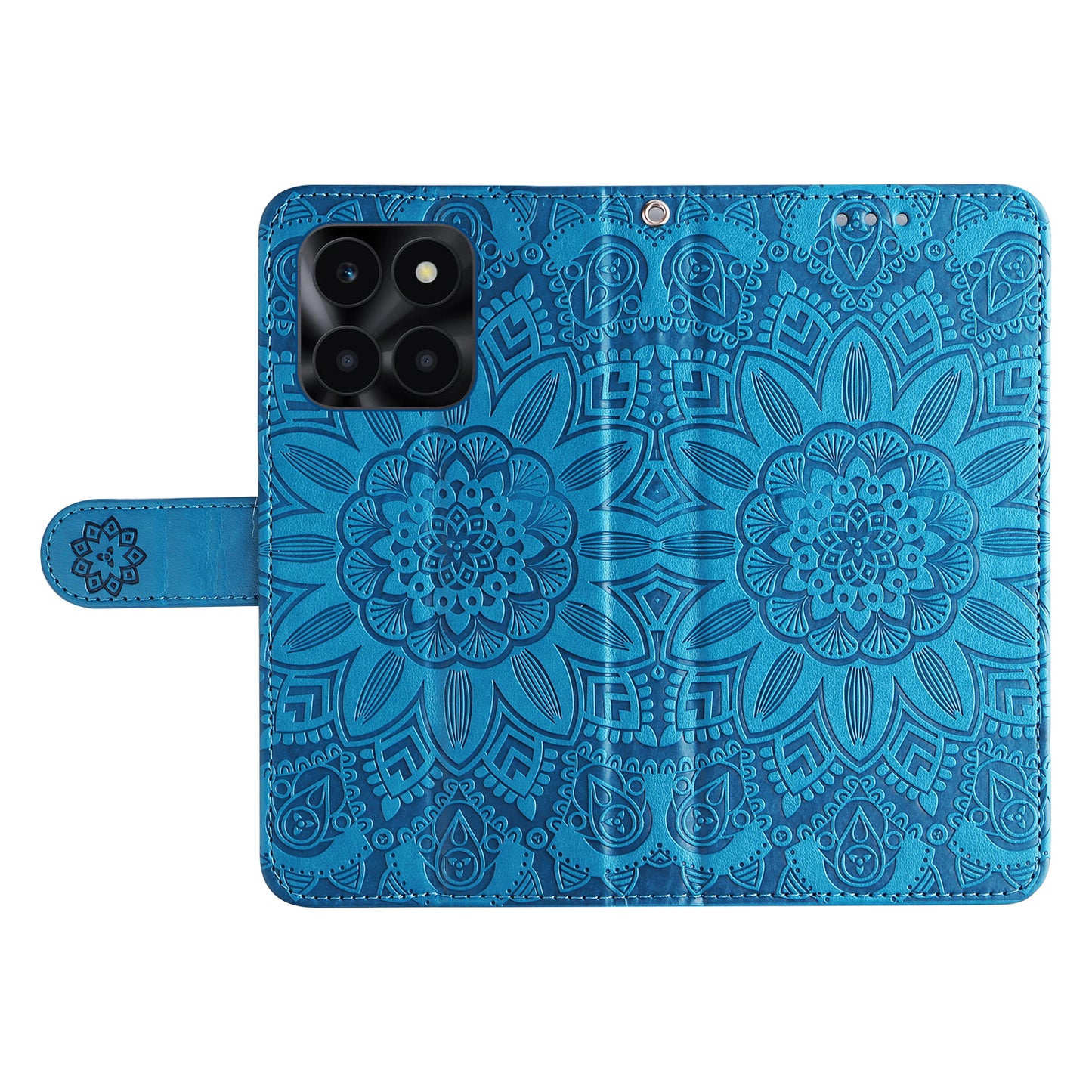 For Honor X6a 4G Case PU Leather Sunflower Imprinted Phone Cover Wallet Stand Shell