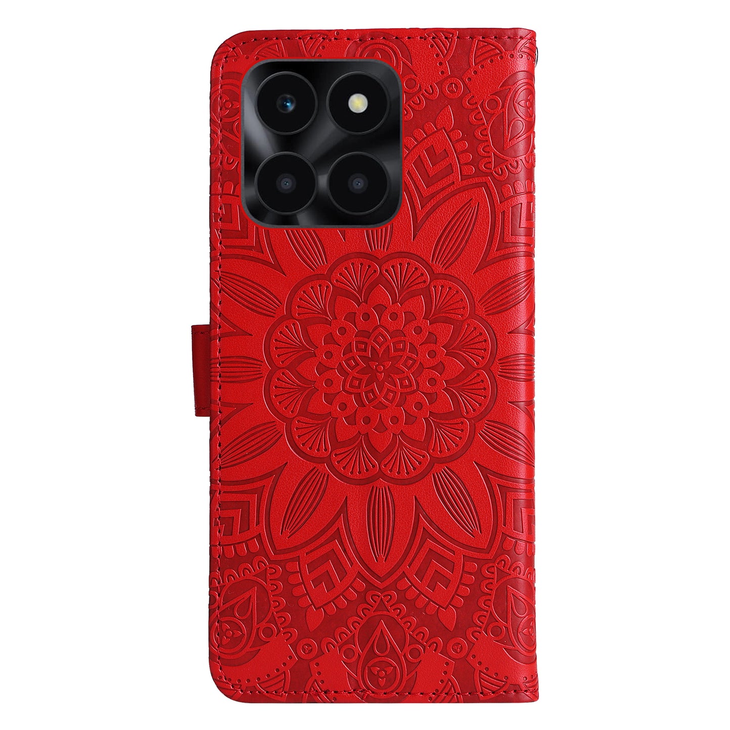 For Honor X6a 4G Case PU Leather Sunflower Imprinted Phone Cover Wallet Stand Shell