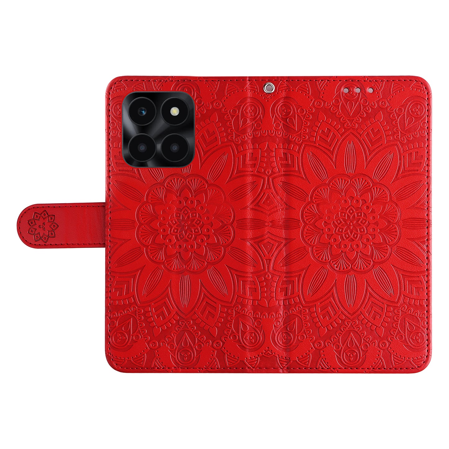 For Honor X6a 4G Case PU Leather Sunflower Imprinted Phone Cover Wallet Stand Shell