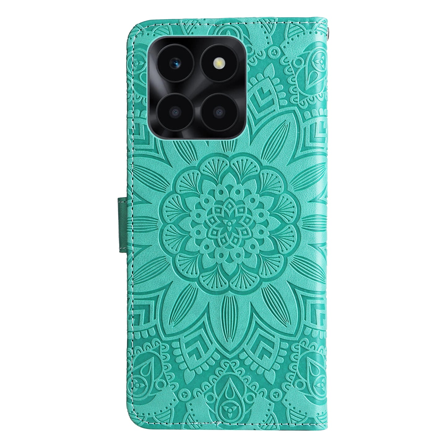 For Honor X6a 4G Case PU Leather Sunflower Imprinted Phone Cover Wallet Stand Shell