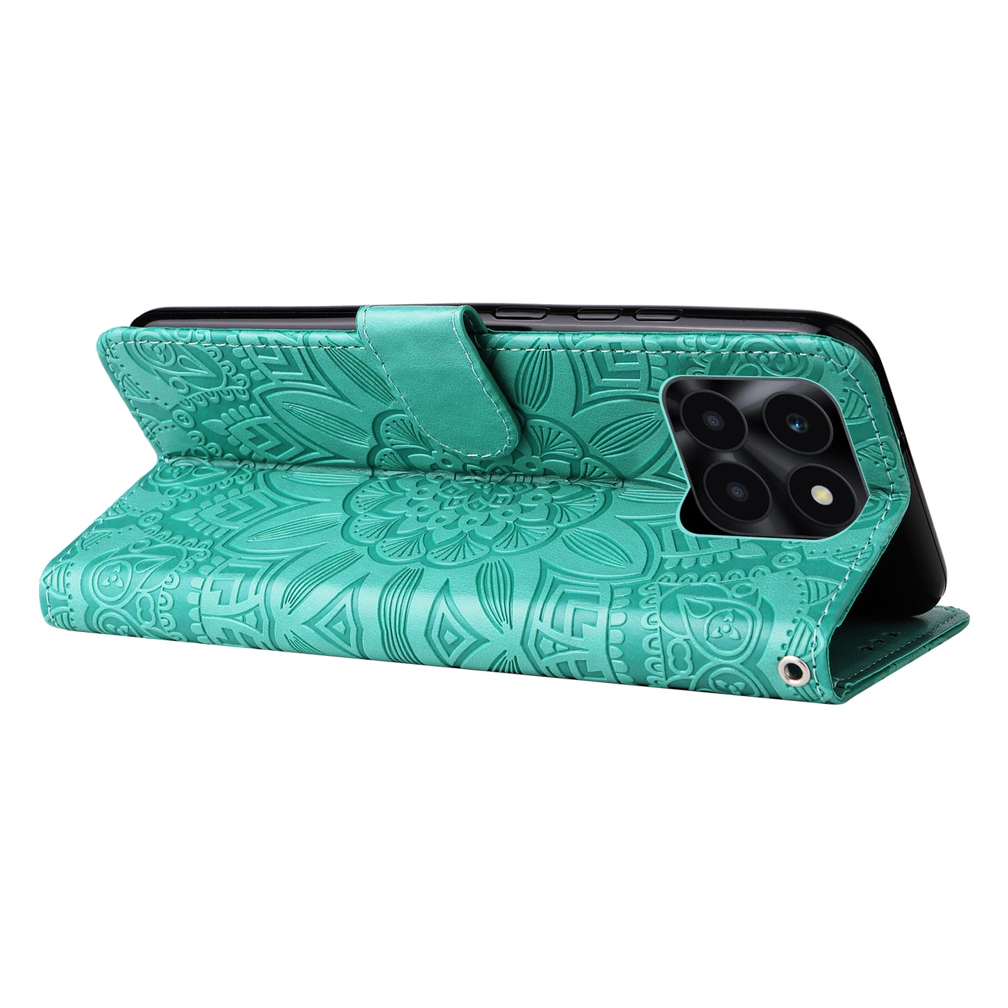 For Honor X6a 4G Case PU Leather Sunflower Imprinted Phone Cover Wallet Stand Shell