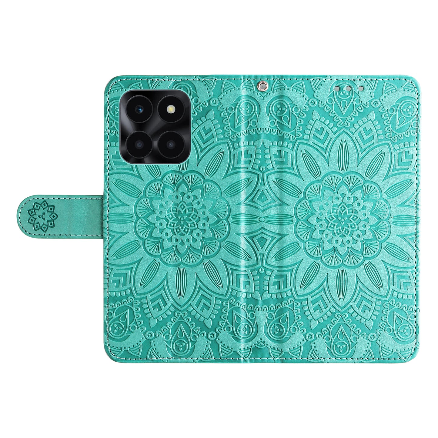 For Honor X6a 4G Case PU Leather Sunflower Imprinted Phone Cover Wallet Stand Shell
