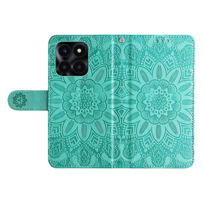 For Honor X6a 4G Case PU Leather Sunflower Imprinted Phone Cover Wallet Stand Shell