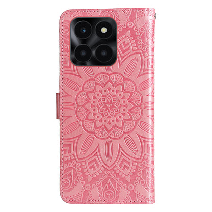 For Honor X6a 4G Case PU Leather Sunflower Imprinted Phone Cover Wallet Stand Shell