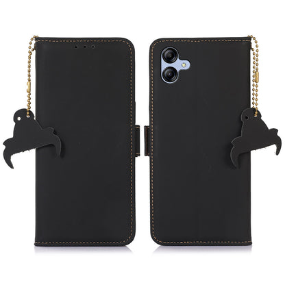 For Samsung Galaxy A05 4G Case RFID Blocking Genuine Cow Leather Flip Phone Cover