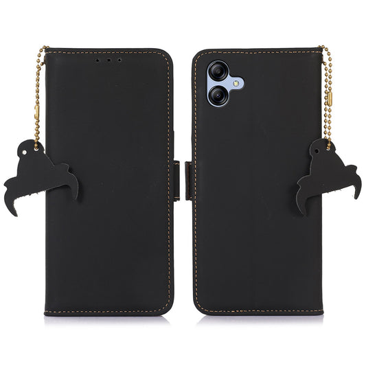 For Samsung Galaxy A05 4G Case RFID Blocking Genuine Cow Leather Flip Phone Cover