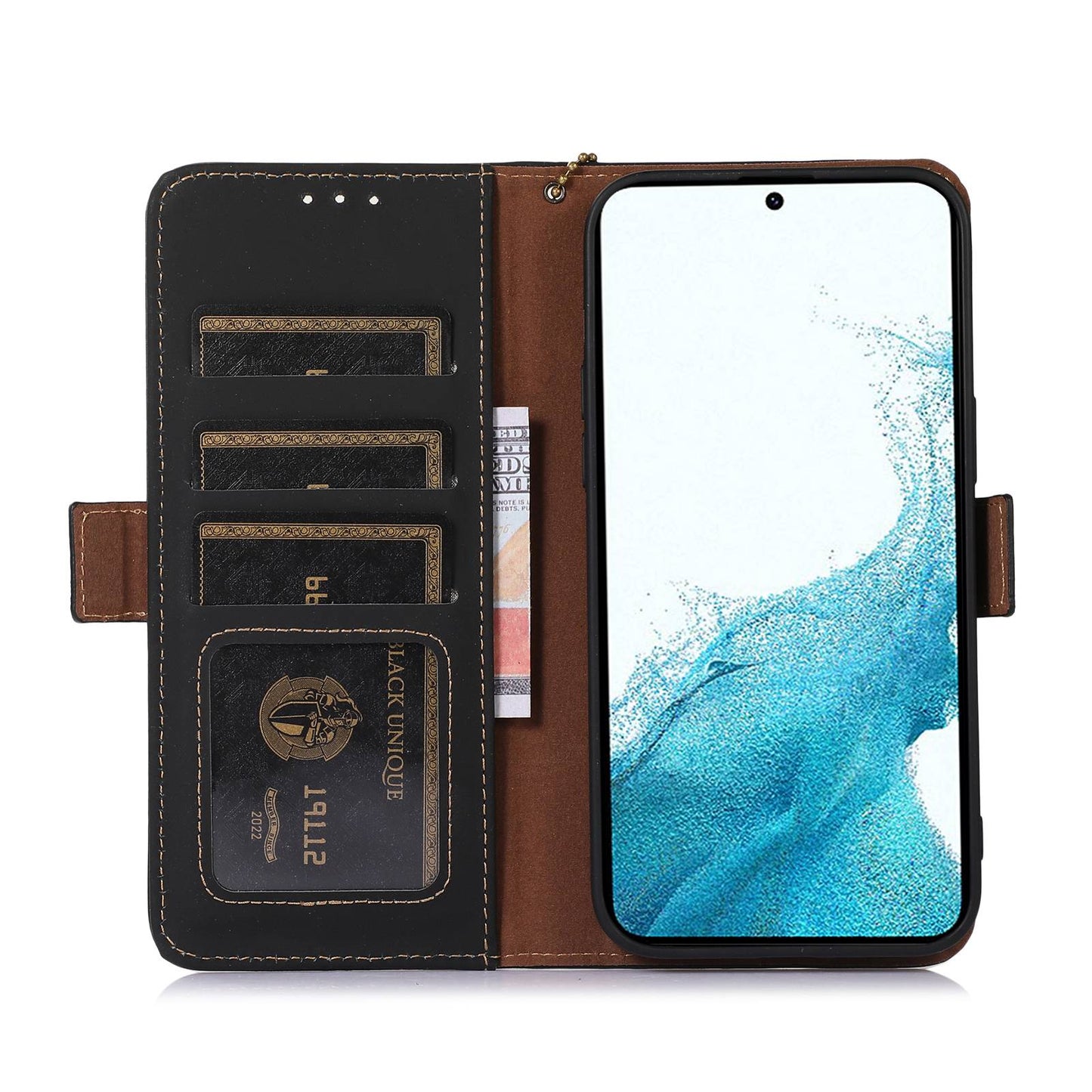 For Samsung Galaxy A05 4G Case RFID Blocking Genuine Cow Leather Flip Phone Cover