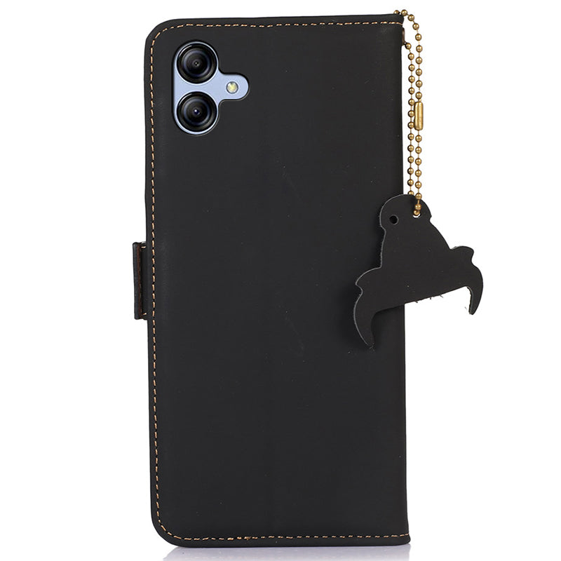 For Samsung Galaxy A05 4G Case RFID Blocking Genuine Cow Leather Flip Phone Cover
