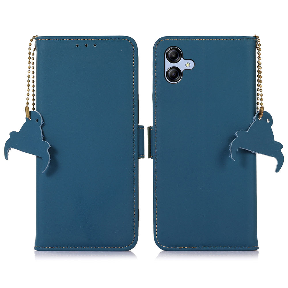 For Samsung Galaxy A05 4G Case RFID Blocking Genuine Cow Leather Flip Phone Cover